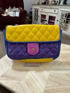 Quilted Colorblock Shoulder Bag - Yellow, Purple & Pink Project bag